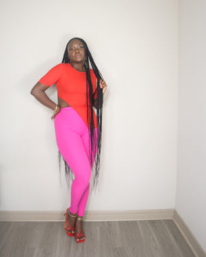 One side slit ribbed top set